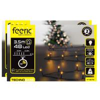 Kerstverlichting - 2x st - warm wit - 3,5 meter - 48 led lampjes - zwart snoer - op batterijen - thumbnail