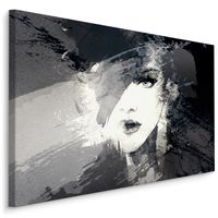 Schilderij - Vrouw, Abstract in zwart en wit, Premium Print