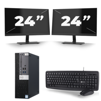 Dell Optiplex 7040 SFF - Intel Core i7-6e Generatie - 16GB RAM - 256GB SSD - Windows 11 + 2x 24 inch Monitor