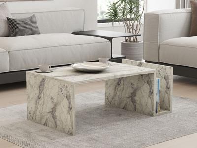 Salontafel MEMORY 87 cm wit marmer