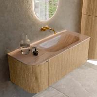 Badmeubel Mondiaz Kurve-Dlux | 115 cm | Meubelkleur Oak | Wastafelkleur Saba | Solid surface | Wasbak rechter zijde spoelbak | Zonder kraangat(en) Badmeubel Mondiaz Kurve-Dlux | 115 cm | Meubelkleur Oak | Wastafelkleur Saba | Solid surface | Wasbak rechter zijde spoelbak | Zonder kraangat(en)