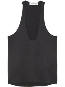 Saint Laurent blouse sans manches à fini satiné - Noir