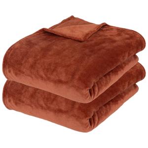 Fleece deken/fleeceplaid - 2x - terracotta - 180 x 230 cm - polyester - bankdeken