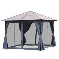 Outsunny paviljoen 3 x 4 m tuinpaviljoen partytent met zijdelen PC dak aluminium donkergrijs - thumbnail