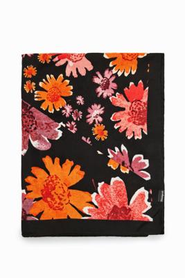 Rechthoekige sjaal met bloemen - BLACK - U