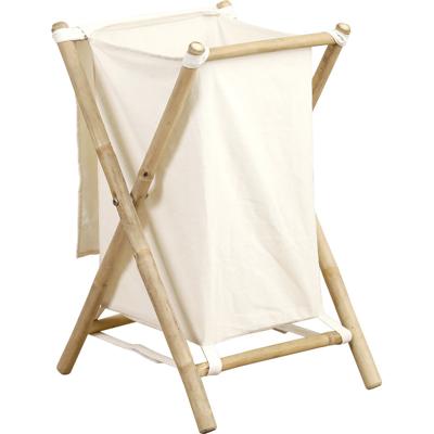 Tendance Wasmand met 1 compartiment - bamboe hout - canvas - wit - inklapbaar