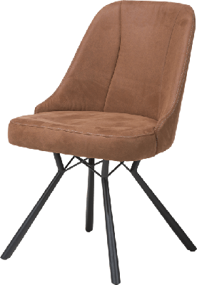 Stoel Eefje - 4 pootjes zwart - incl. pocketvering - stof kibo cognac Happy@home