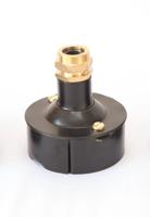 Plafondkap zwart staal met messing kabelgrip 65mm Plafondkap zwart staal met messing kabelgrip 65mm