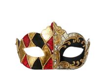 Masker polypropyln L16b10h9 cm rood/goud Decoris - Decoris