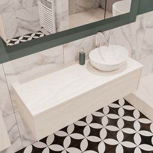 Mondiaz Lush Barco badmeubel underlayment 120 cm 1 lade mdf 1 waskom rechts 1 kraangat