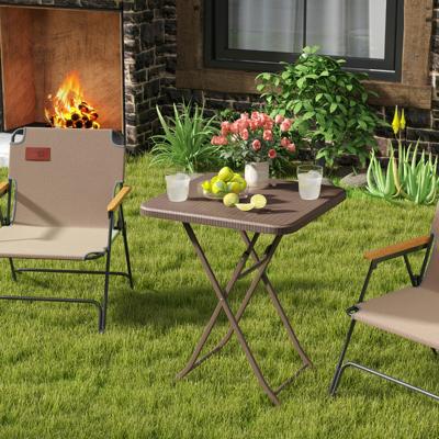 Tuintafel in Rotan-Look Klaptafel Kleine Eettafel Inklapbare Balkontafel met HDPE-Tafelblad Vierkante Campingtafel 60 x 60 x 72 cm