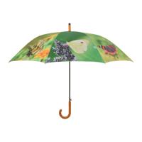 Esschert Design Paraplu vlinders - groen - vlinder print - D120 cm - houten handvat