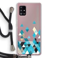 Gekleurde driehoekjes blauw: Samsung Galaxy A51 5G Transparant Hoesje met koord