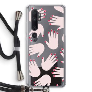 Hands pink: Xiaomi Mi Note 10 Pro Transparant Hoesje met koord