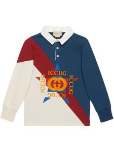 Gucci Kids polo à logo brodé - Bleu