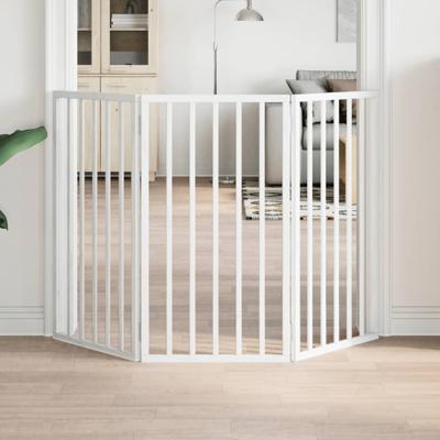 VidaXL Hondenhek inklapbaar 3 panelen 150 cm populierenhout wit