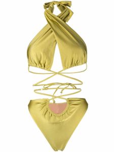 Noire Swimwear maillot de bain à dos-nu - Jaune