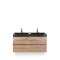 Maxx XL Badmeubelset 120 cm - Natuur Eiken - Wastafel Lucca Dubbel 2 kraangaten