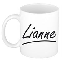 Naam cadeau mok / beker Lianne met sierlijke letters 300 ml   - - thumbnail