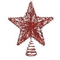 Kunststof ster piek/kerstboom topper rood 22 cm