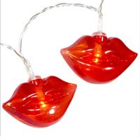 1x LED lichtsnoeren met rode lippen 100 cm binnen/buiten feestverlichting - thumbnail