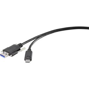 Renkforce USB-kabel USB 3.2 Gen1 (USB 3.0 / USB 3.1 Gen1) USB-A stekker, USB-C stekker 1.00 m Zwart Schroefbaar RF-3386040