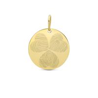 Gepersonaliseerde vingerafdrukken klaver bedel - Stainless steel - Goud - 15 mm - 3 vingerafdrukken