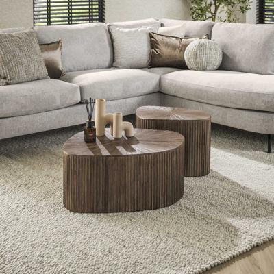 LifestyleFurn Organische Salontafel 'Sadaf' Teakhout, Set van 2 stuks