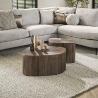 LifestyleFurn Organische Salontafel 'Sadaf' Teakhout, Set van 2 stuks