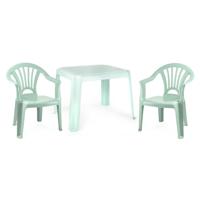 Tuinstoelen en tafel set voor kinderen - kunststof - mintgroen - met 2x stoelen - buiten/binnen