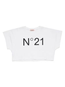 Nº21 Kids t-shirt crop à logo imprimé - Blanc