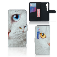 Xiaomi Mi Note 10 Pro Telefoonhoesje met Pasjes Witte Kat - thumbnail