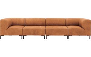 Goossens Excellent Bank Marshall cognac, leer, 2 x 1,5-zits, urban industrieel