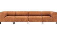 Goossens Excellent Bank Marshall cognac, leer, 2 x 1,5-zits, urban industrieel