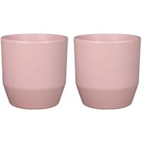 Bela Arte Plantenpot/bloempot Joly - 2x - keramiek - roze - 13.5 x 13 cm