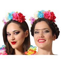 Halloween/horror verkleed diadeem/tiara - met grote bloemen - kunststof - dames/meisjes - thumbnail