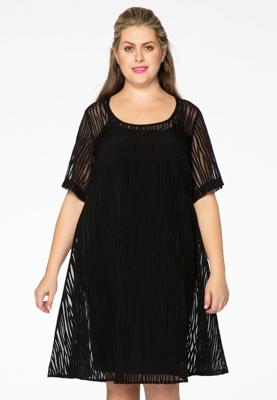 Yoek Jurk stripe | Zwart | Maat 54/56