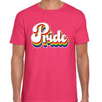 Bellatio Decorations Gay Pride T-shirt voor heren - pride - fuchsia roze - regenboog - LHBTI 2XL  -