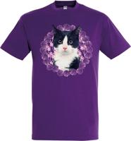 T-SHIRT KAT ZWART/WIT PAARS M