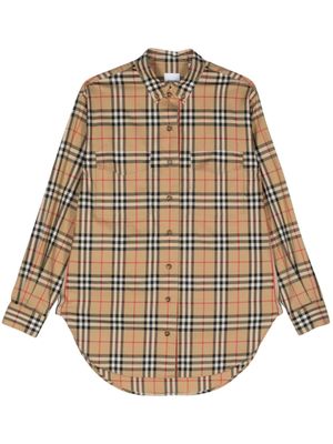 Burberry chemise en coton à motif Vintage Check - Marron