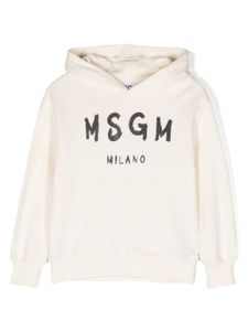 MSGM Kids hoodie en coton à logo imprimé - Tons neutres