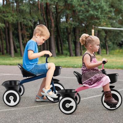 Loopfiets voor Kinderen met Verstelbare Zitting en 2 Manden 3-Wieler Loopfiets van Robuust Koolstofijzeren Frame