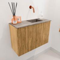 Toiletmeubel Mondiaz Joya Dlux | 60 cm | Meubelkleur Oak | Faye wastafel Oza Wasbak Rechts | Zonder kraangat(en)