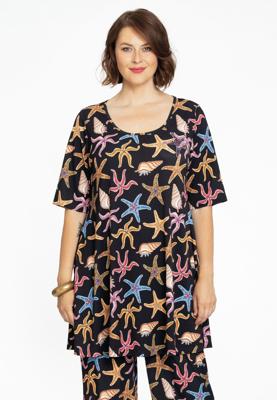 Yoek Tuniek wide bottom pailletten MARINA | Zwart | Maat 54/56