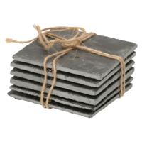 Leisteen onderzetters - 6x stuks - 10 x 10 cm - onderzetters voor glazen Leisteen onderzetters - 6x stuks - 10 x 10 cm - onderzetters voor glazen