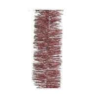 Decoris kerstslinger - 2x - oudroze - lametta - 270 x 7 cm - folie slinger - kerstversiering