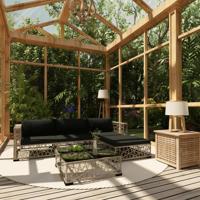 5-delige Loungeset met kussens poly rattan grijs