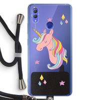 Roze eenhoorn: Honor Note 10 Transparant Hoesje met koord