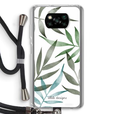 Tropical watercolor leaves: Xiaomi Poco X3 Pro Transparant Hoesje met koord