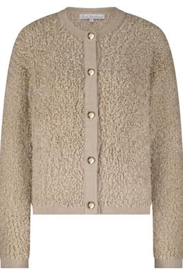 Red Button Jacket Knit Boucle | Latte